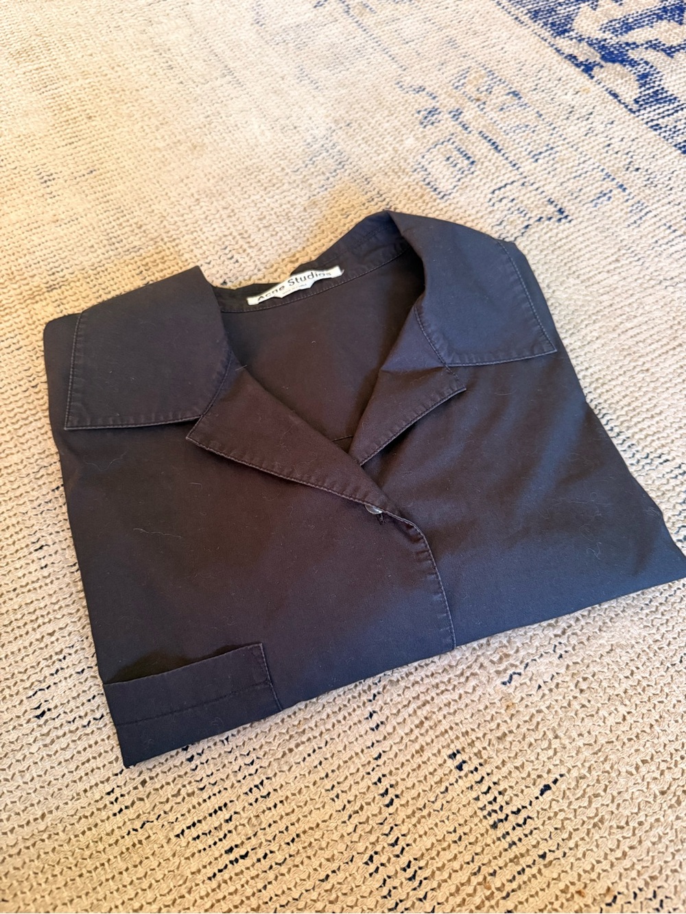 Acne Studio Black Lelija Pop Cropped Shirt Sz 38